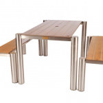 Classic Stainless Steel Table & Bench Set