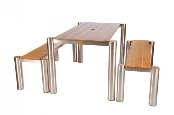 Classic Stainless Steel Table & Bench Set